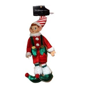 Hobby Lobby Red and Green Elf Ornament Large Pixie Shelf Bendable Fairy NEW